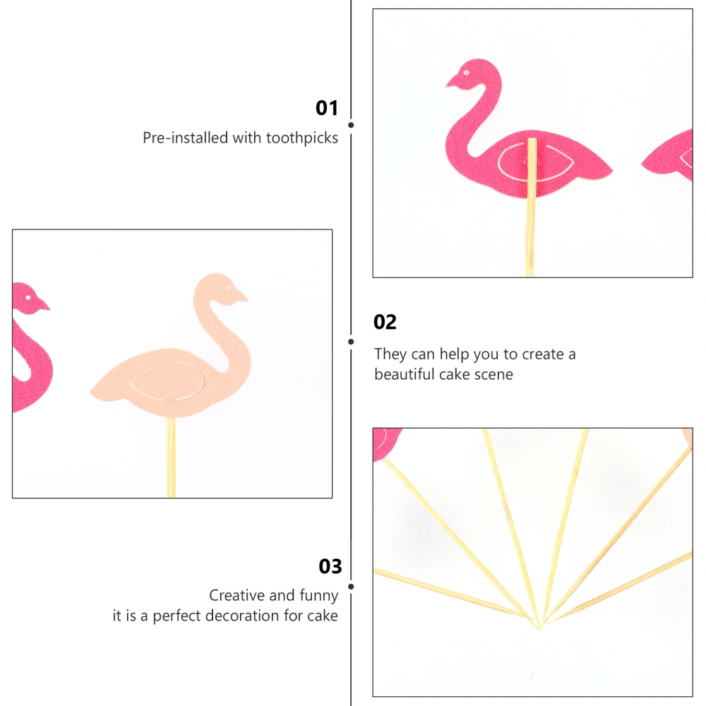 100pcs Lovely Flamingo Cake Decoration Paper Cupcake Topper Party Supplies