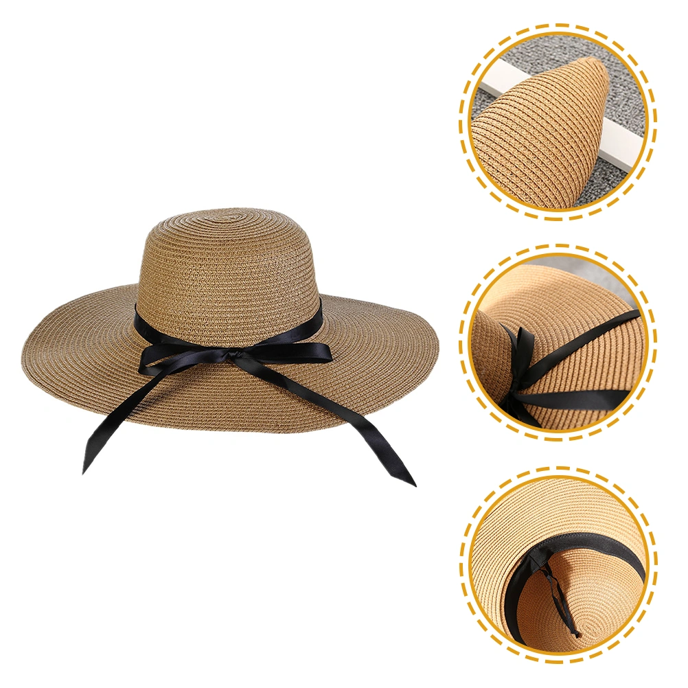 Adjustable Beach Straw Hat Wide Brim Sun Hat Women Summer Straw Hat Beach Hat