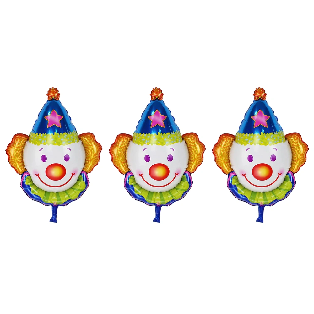 3pcs Clown Aluminum Foil Balloon Lovely Party Balloons Party Decoration for Festival Holiday Showing Children Birthday (Blue)