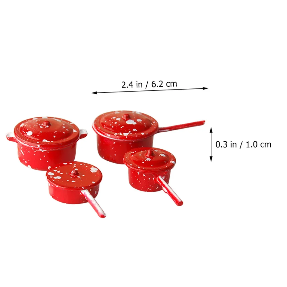 1 Set Miniature Frying Pan Flat Pan Soup Pot Milk Pot Mini House Accessories