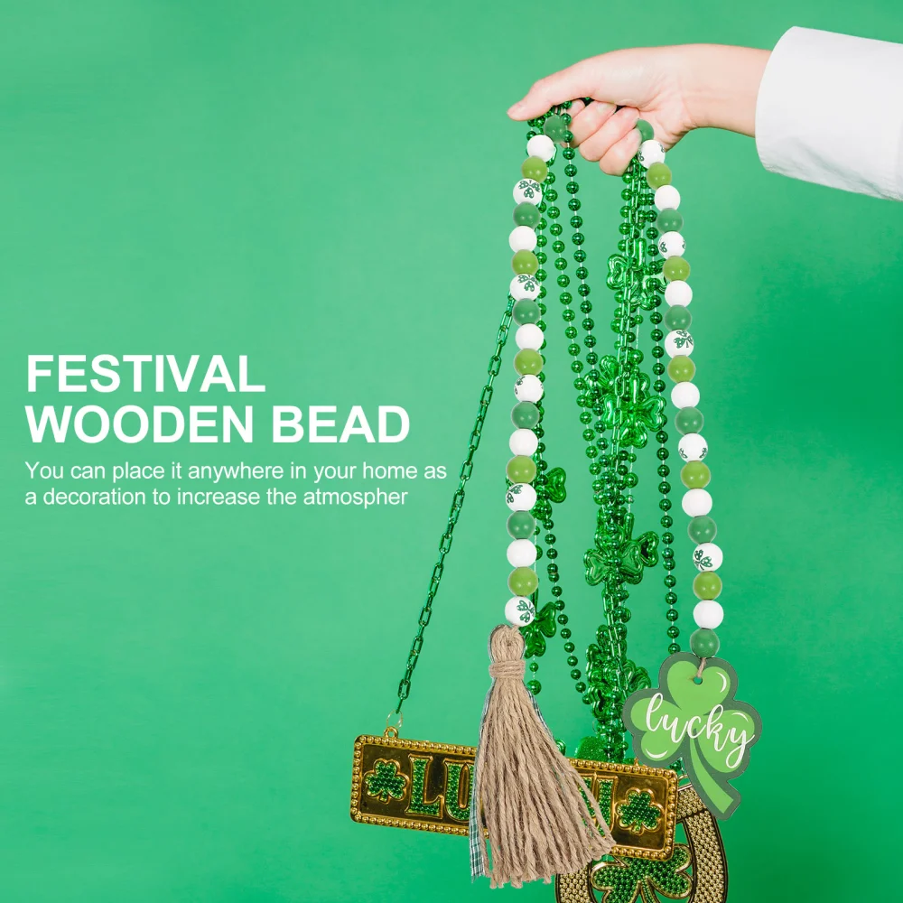 Decorative St. Patrick's Party Wooden Beads String Tassel Pendant Decoration