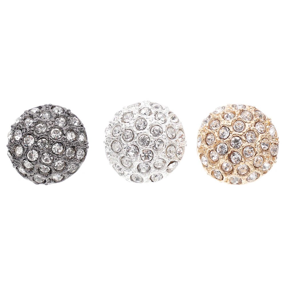 3pcs Small Crystal Rhinestone Buttons Decorative Circle Rhinestone Buttons