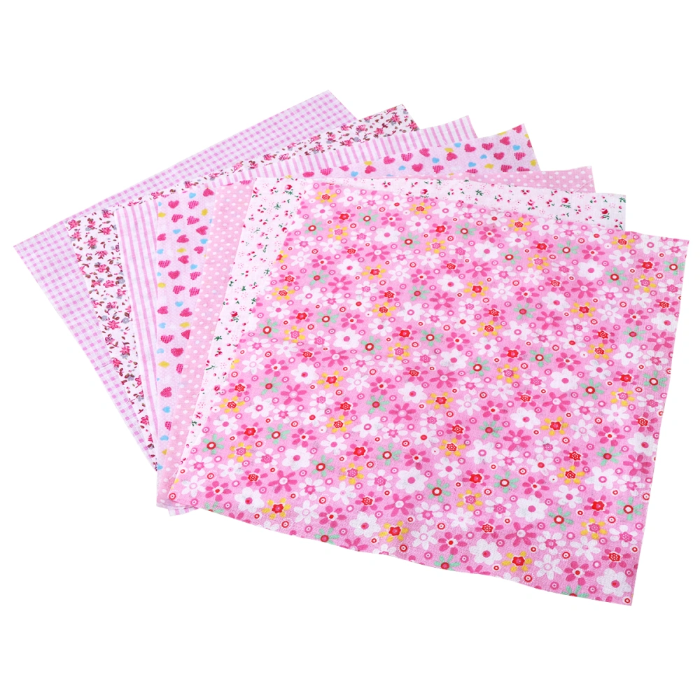 7pcs Squares Floral Pattern Cotton Fabric Cloth For DIY Crafts Sewing Scrapbooking (Pink)