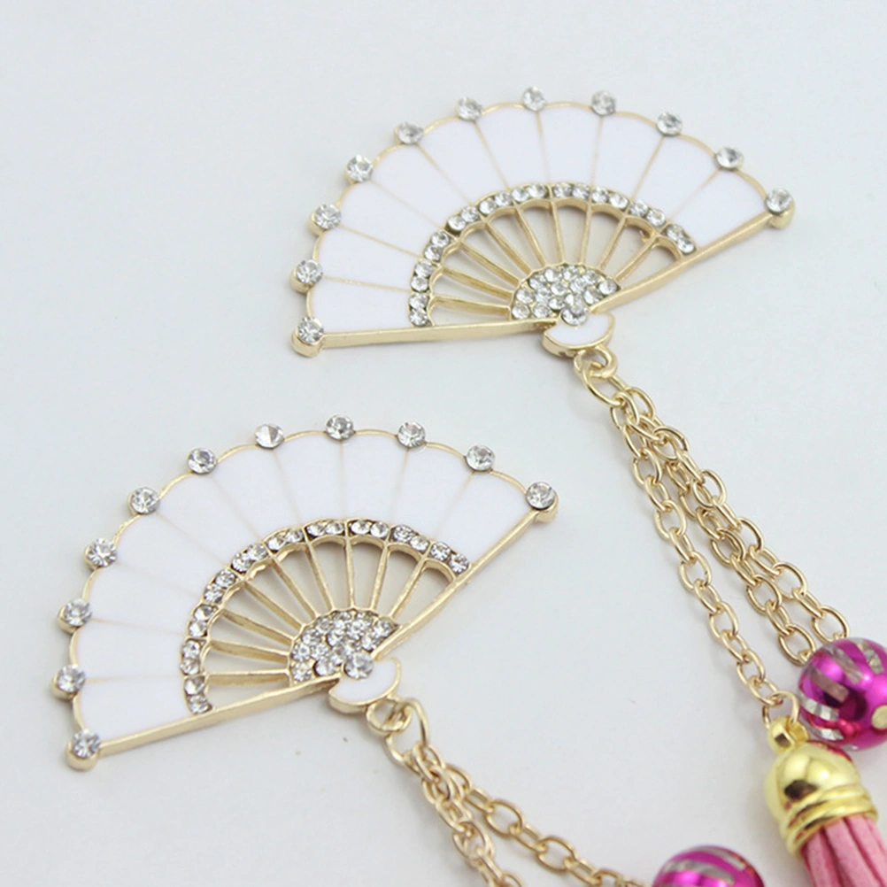 2PCS Chinese Fans Tassel Phone Cover Accessories Chinese Fans Tassel Phone Cover Ornaments Mobile Phone Beauty Accessories DIY Alloy Phone Shell Accessory for Women Lady Phone Use