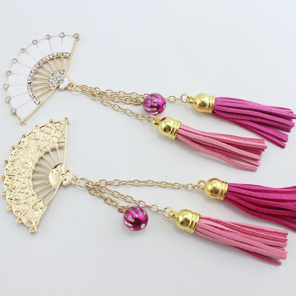 2PCS Chinese Fans Tassel Phone Cover Accessories Chinese Fans Tassel Phone Cover Ornaments Mobile Phone Beauty Accessories DIY Alloy Phone Shell Accessory for Women Lady Phone Use
