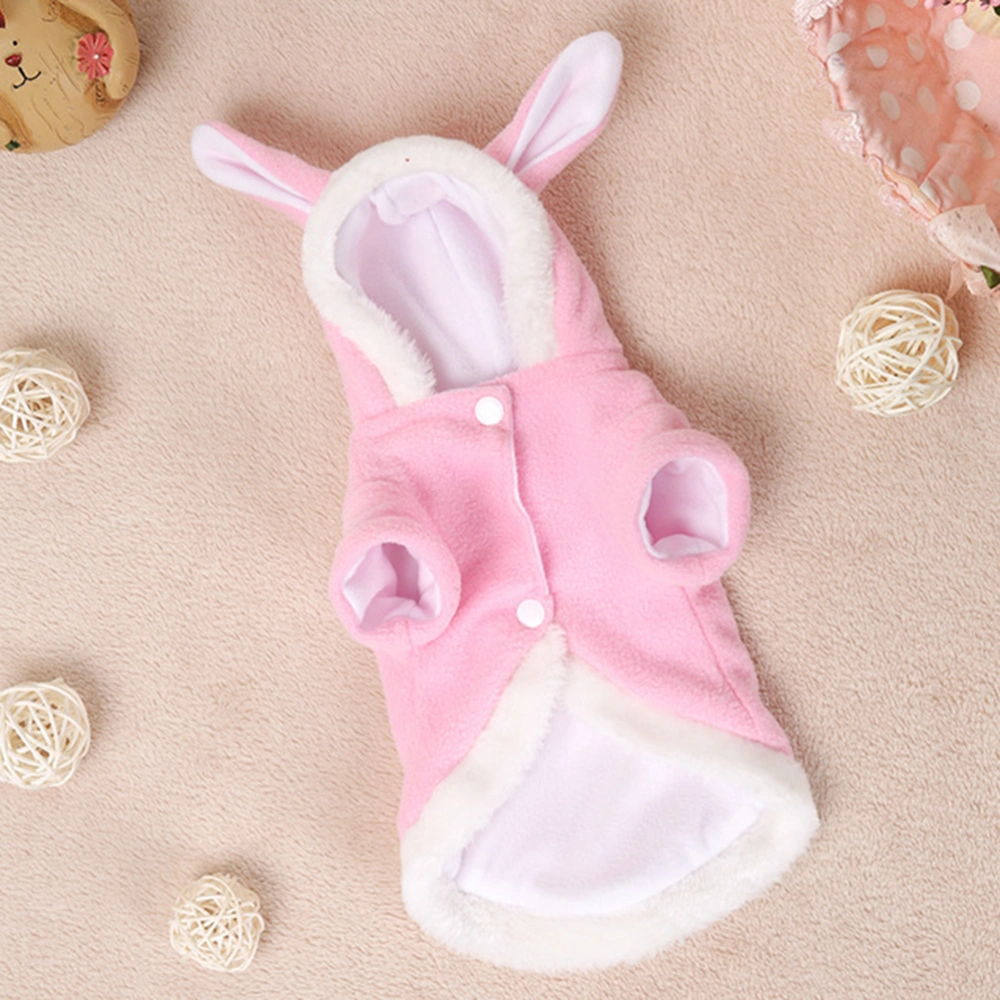 Pet Costume Rabbit Outfit with Hood & Bunny Ears for Small Dogs and Cats Pink - Size XL