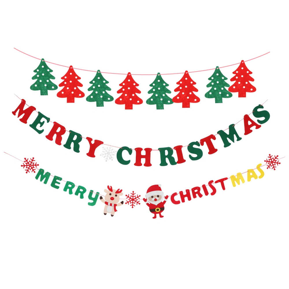 3pcs Christmas Decorative Banners Creative Party Banners Backdrop String Flags