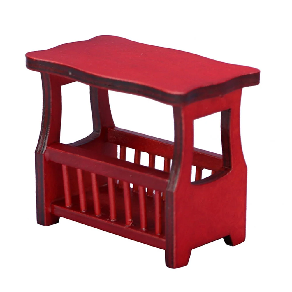 1 Pc Wooden Tea Table European Style Magazine Rack Retro Dollhouse Accessory