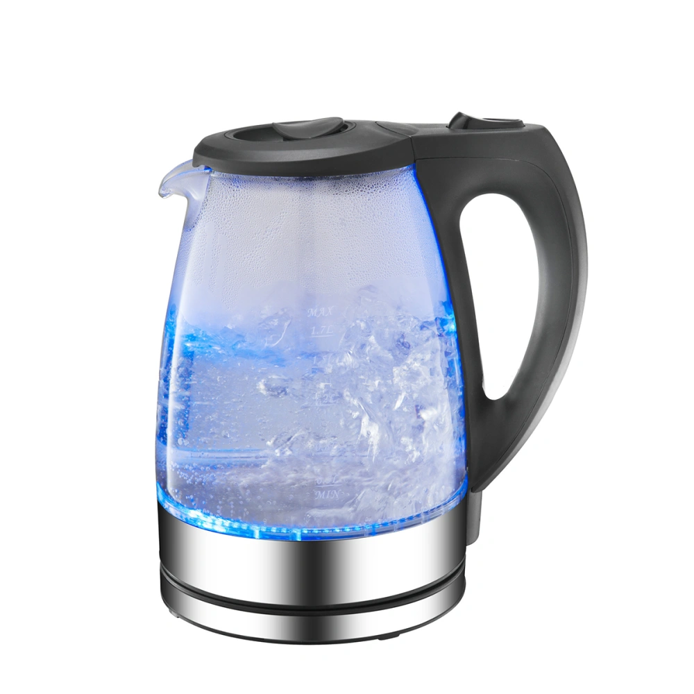 1.7L Glass Electric Kettle Auto Shut Off LED Illuminating Water Kettle with EU Plug (Blue Light)