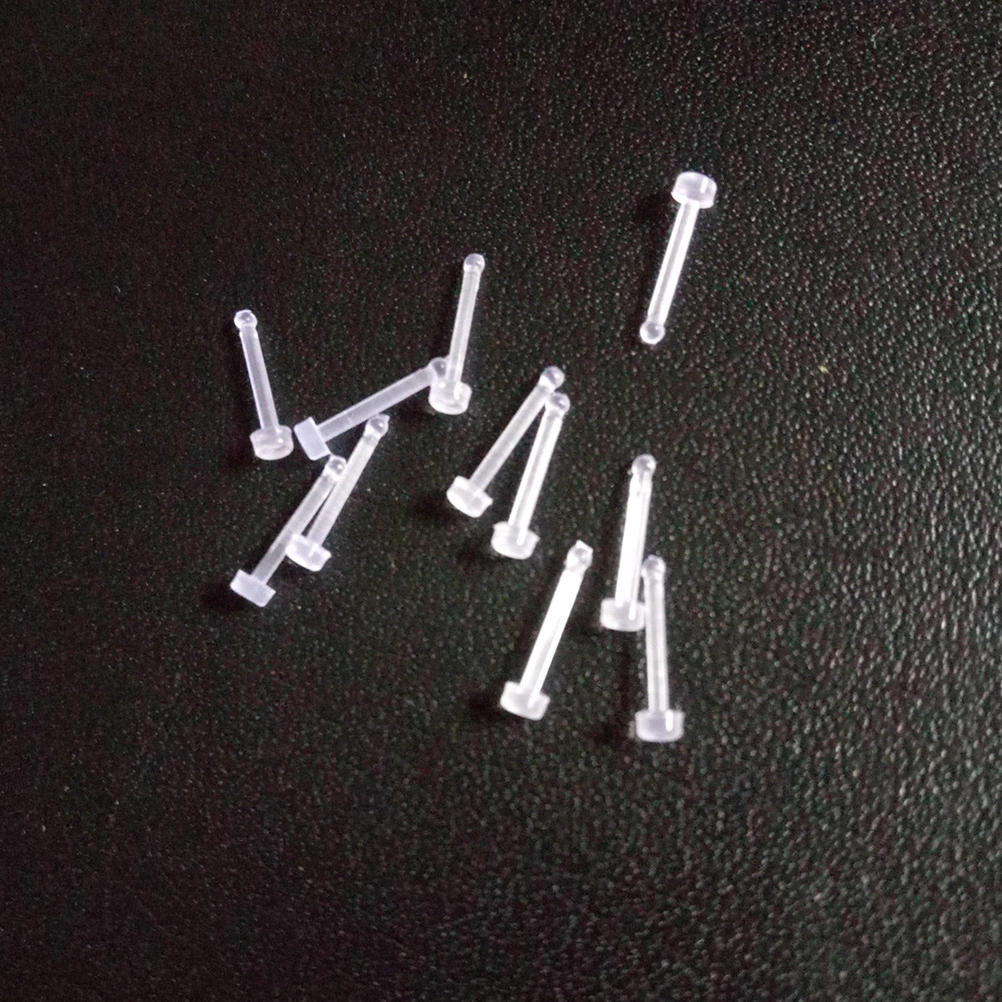 60pcs Medical Invisible Nose Nail Nose Ring Clear Transparent Nose Ring Stud (S Shape, Bent Shape and Straight Shape for Each 20pcs)