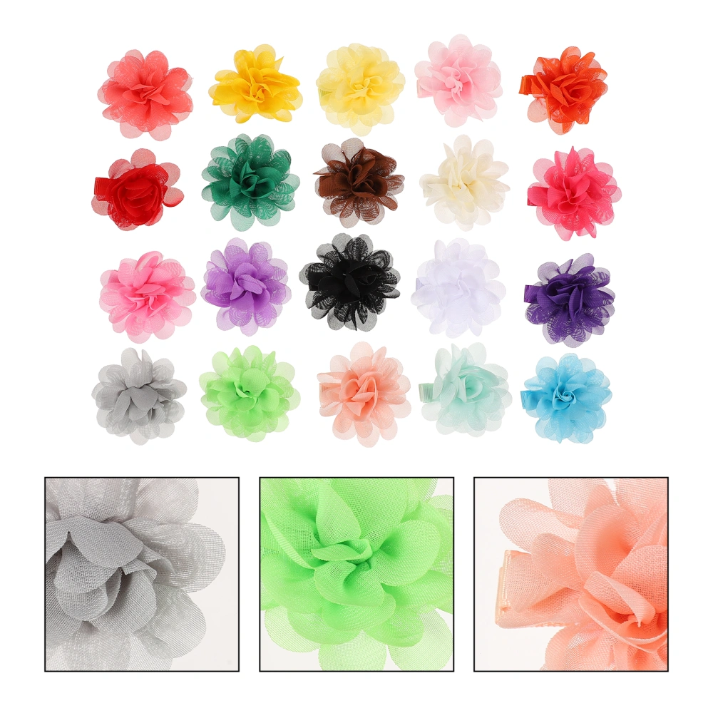 20pcs Artificial Flower Hairpins Children Dress Up Hair Clip Floral Hair Clips