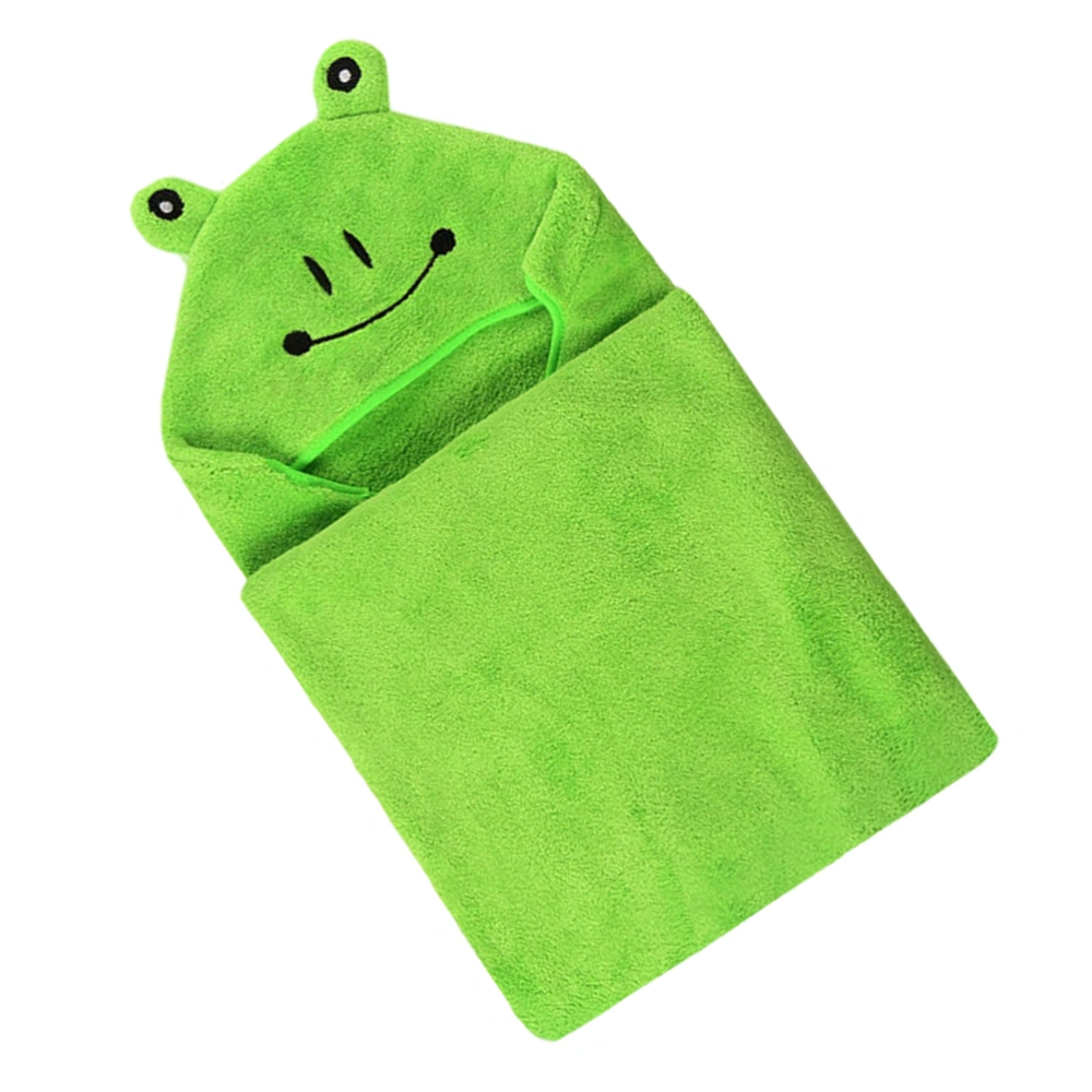 Cartoon Kids Bath Towel Children Bath Towel Cloak Coral Fleece Bath Towel (Green Frog)