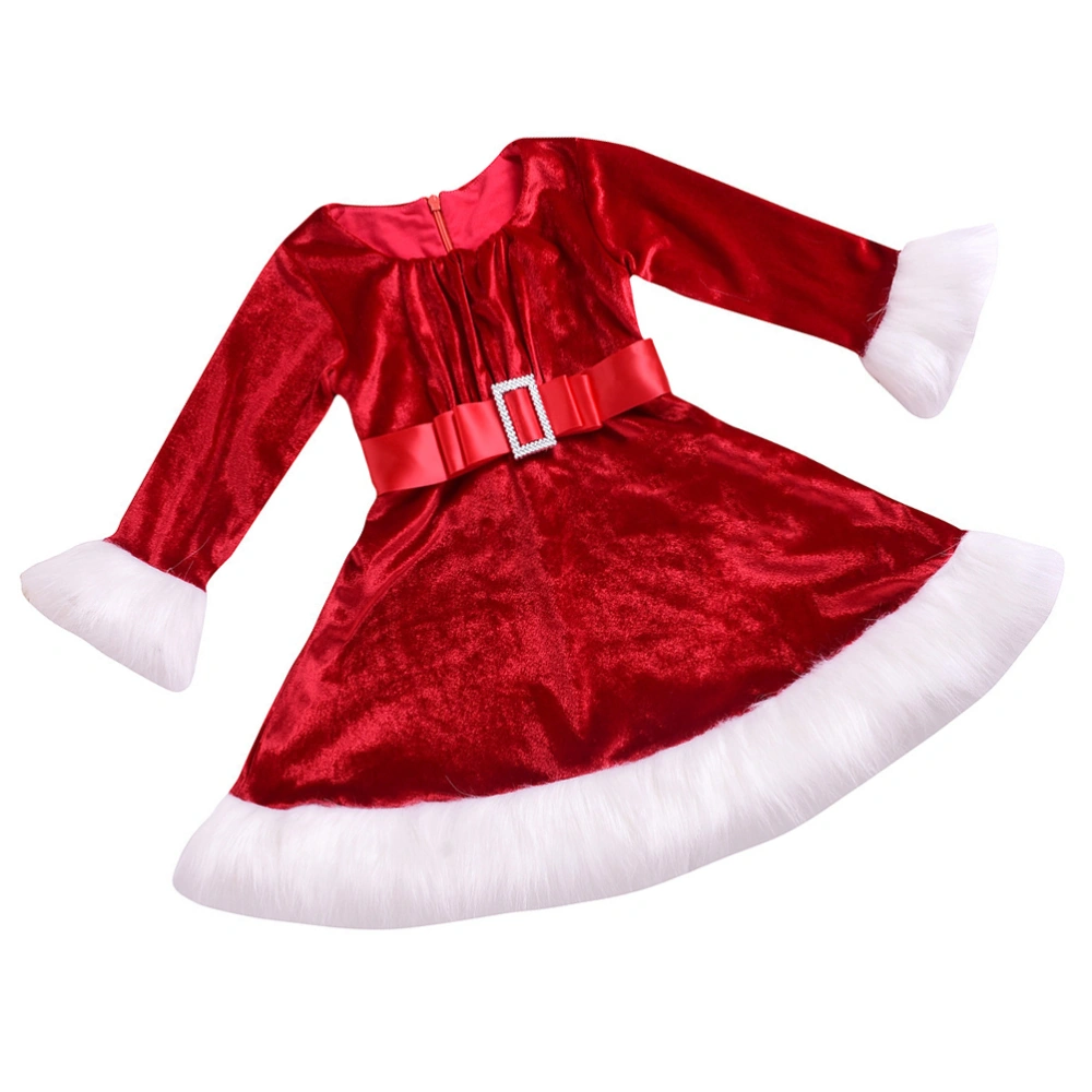 1Pc Christmas Costume Children Xmas Long-sleeved Dress Festival Cosplay Dress