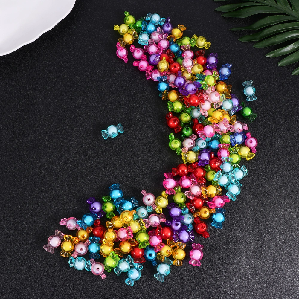 1 Set Acrylic Beads Crystal Loose Beads Candy Shaped DIY Beads Handmade Craft Accessories (Random Color)