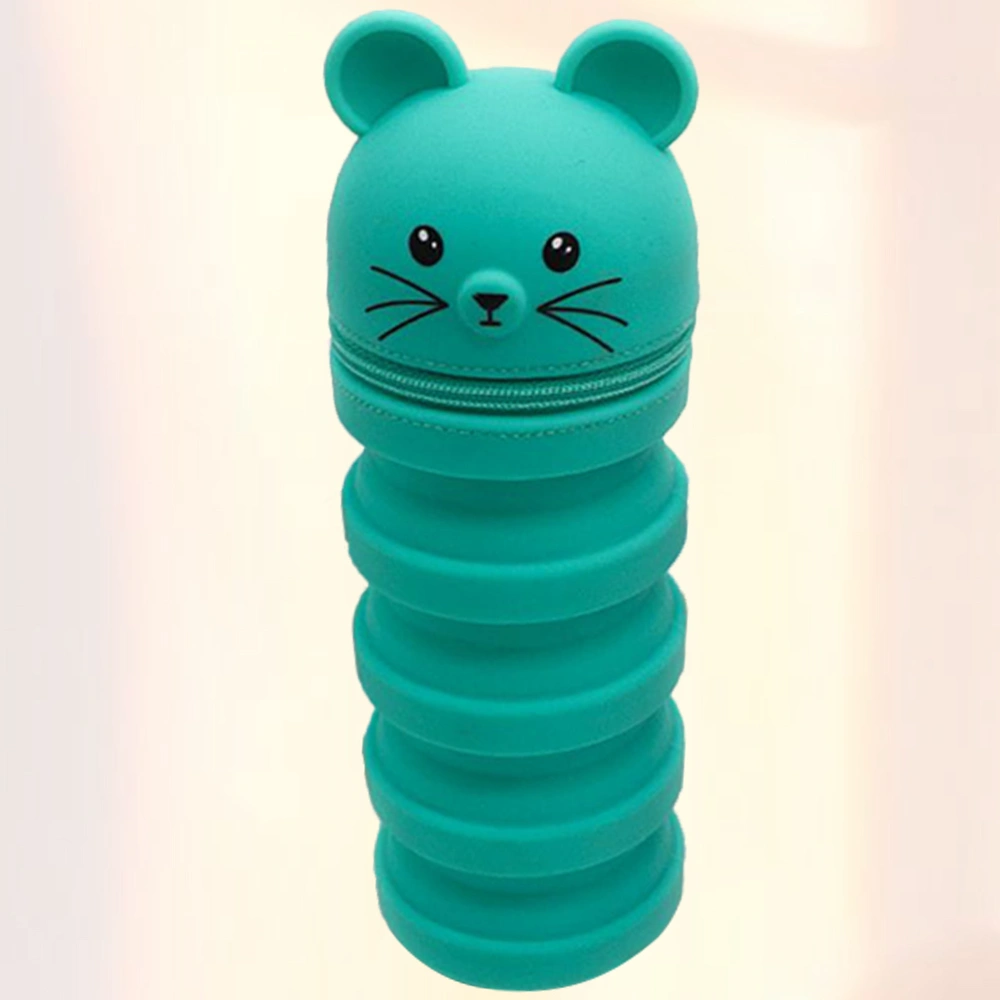 Silicone Pen Bag Rat Shaped Pen Container Decompression Pen Holder Flexible Pencil Case Green