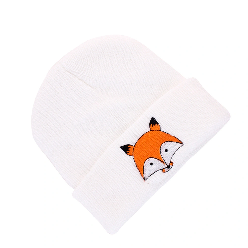 Children's Knitted Hat Animal Cartoon Baby Fall and Winter Style Hats Kids Warm Winter (White)