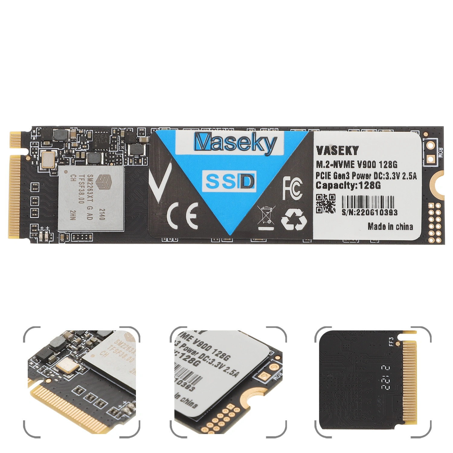 External Hard Drive M.2-NVME PCIE Gen3 SSD Hard Drive Disk 128G Solid State Drive for Desktop Laptop Black