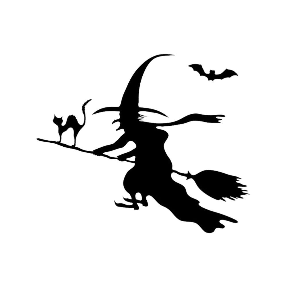 1pc Halloween Wall Sticker Witch Bats Wall Graffiti Sticker Self Adhesive for Home Room Wall Decor Black