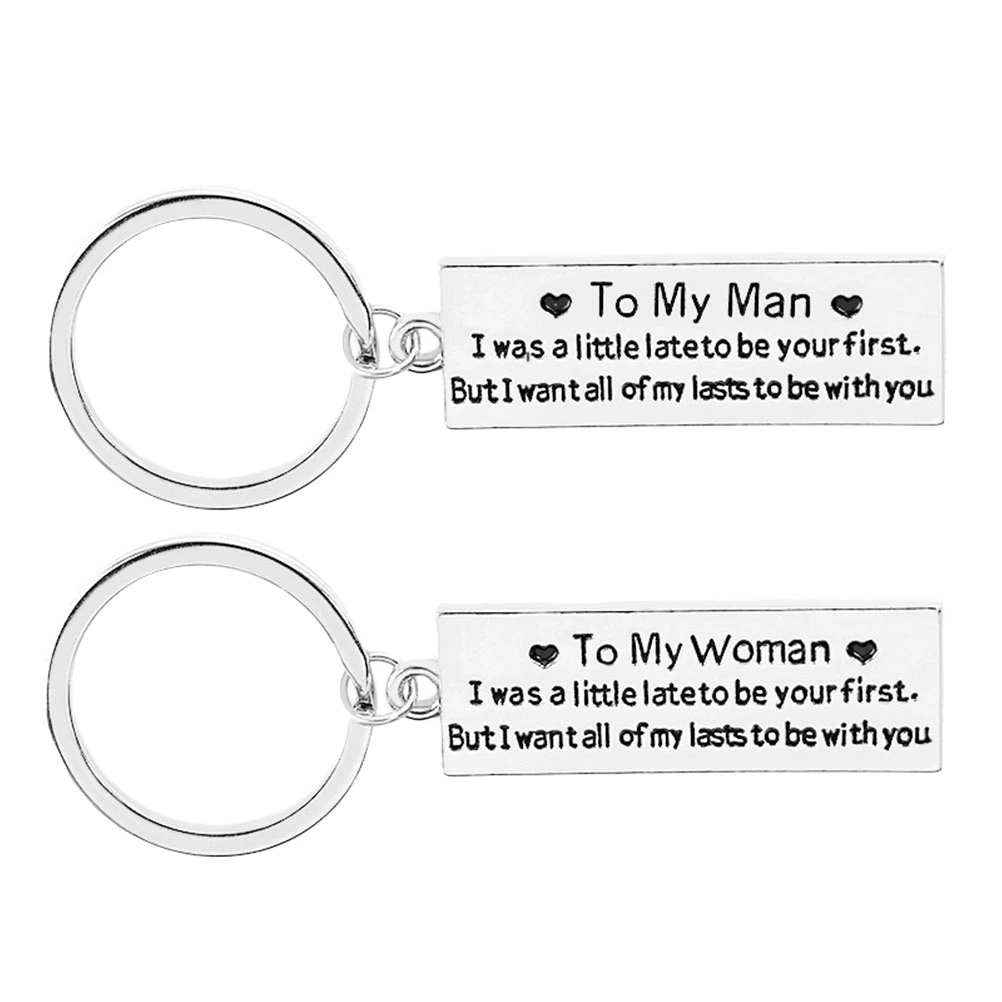 Couples Keychains Set To My Man To My Woman Keychain Set (Silver)
