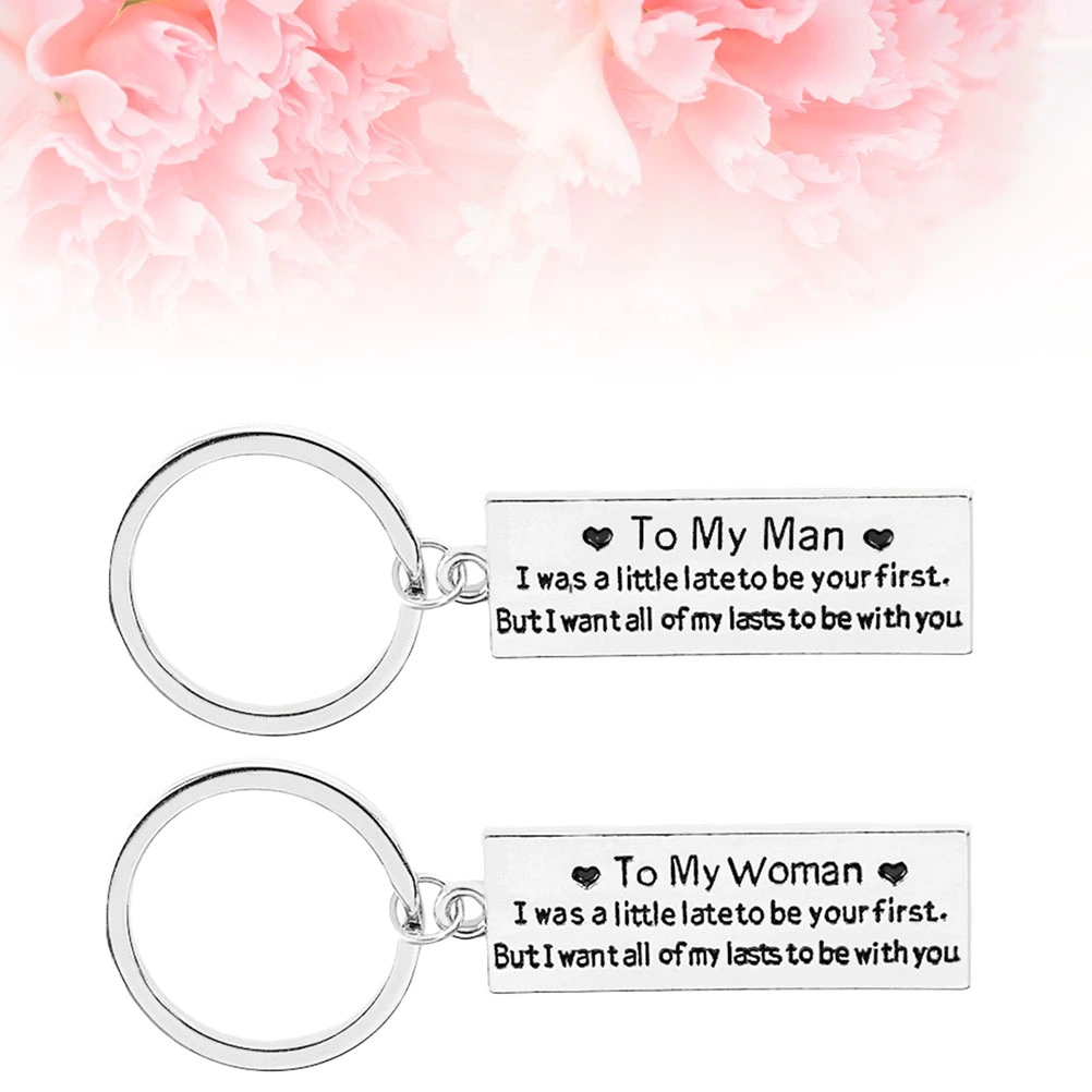 Couples Keychains Set To My Man To My Woman Keychain Set (Silver)