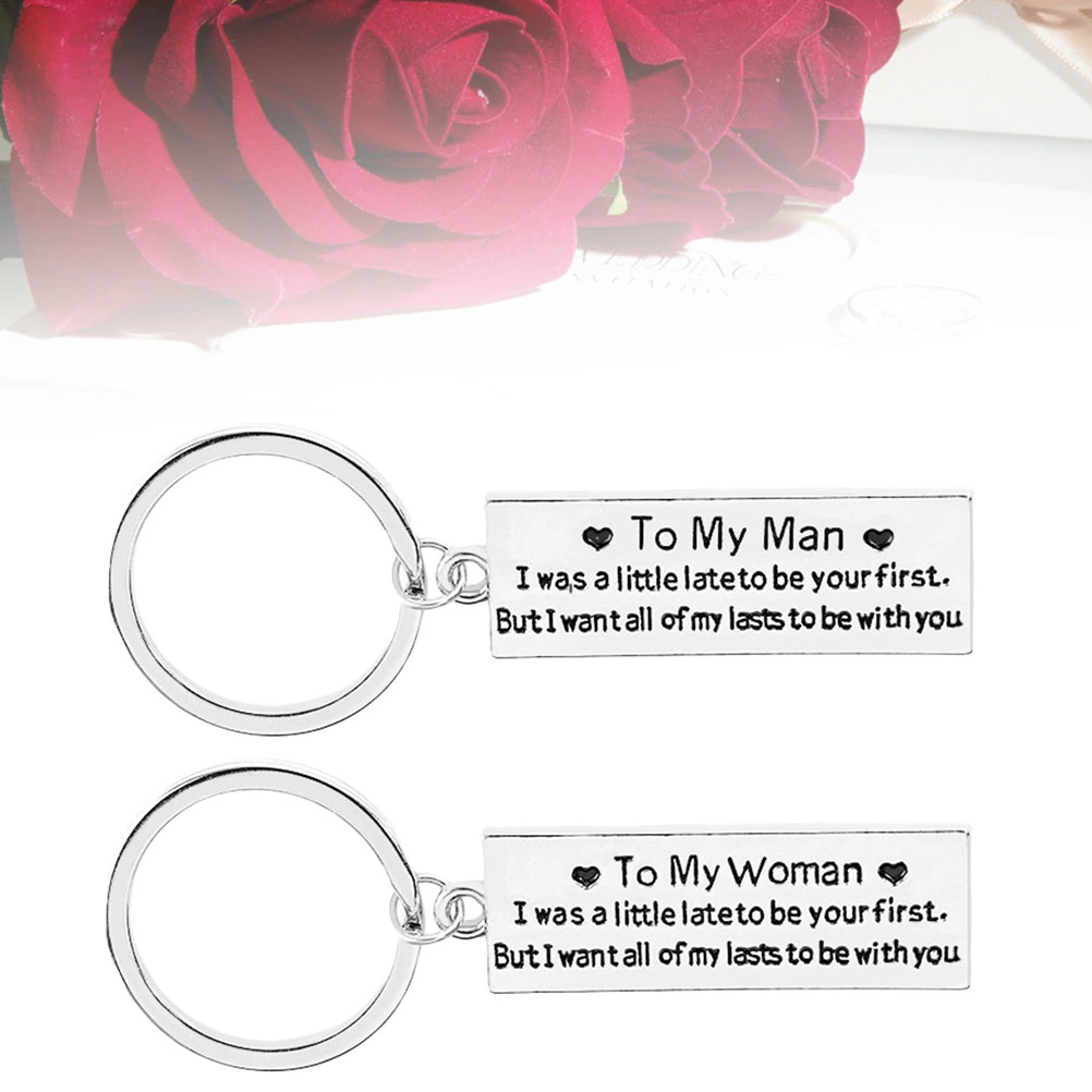 Couples Keychains Set To My Man To My Woman Keychain Set (Silver)