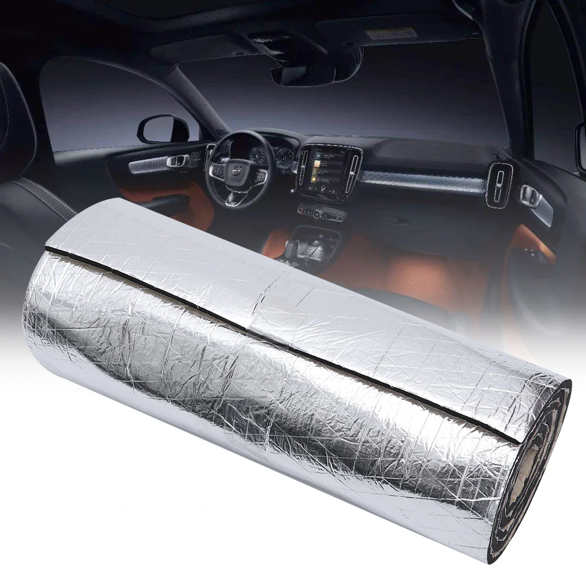1 Roll 10MM Car Heat Sound Deadener Thick Aluminum Foil Sound Insulation Cotton Four-door Trunk Full Car Sound-absorbing Cotton Plastic Rubber Accessories (50x100CM, Silver)