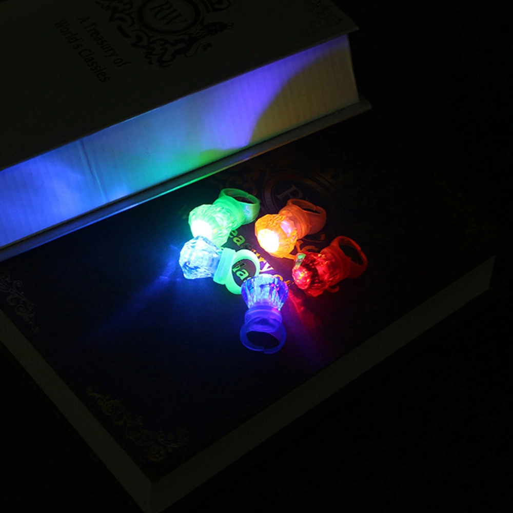 25pcs LED Glowing Rings Flashing Rings Kids Fake Diamond Rings Toy Party Favor