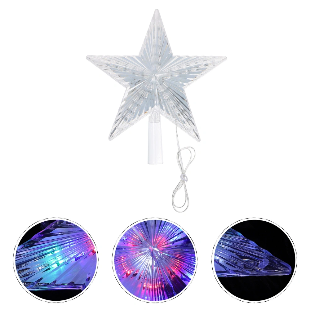 1pc Five-pointed Star Light Xmas Tree Topper Decor Decorative Xmas Tree Light