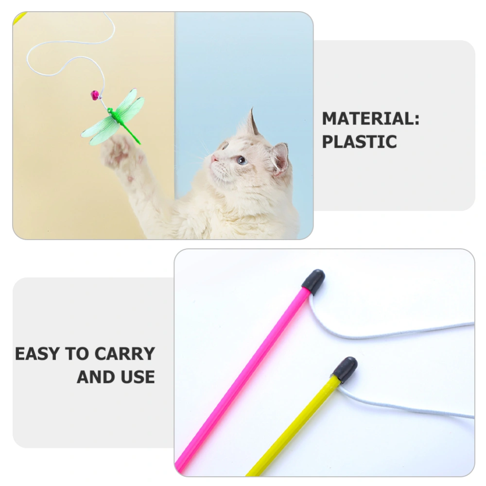 4Pcs Cat Teasing Toy Cat Fishing Pole Toy Cat Fishing Toy Indoor Cat Teasing Wand Cat Wood Stick