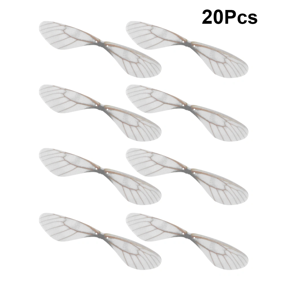 20pcs DIY Handmade Simulated Dragonfly Wings Decors Cloth Art Dragonfly Wings Craft for Decor (White)