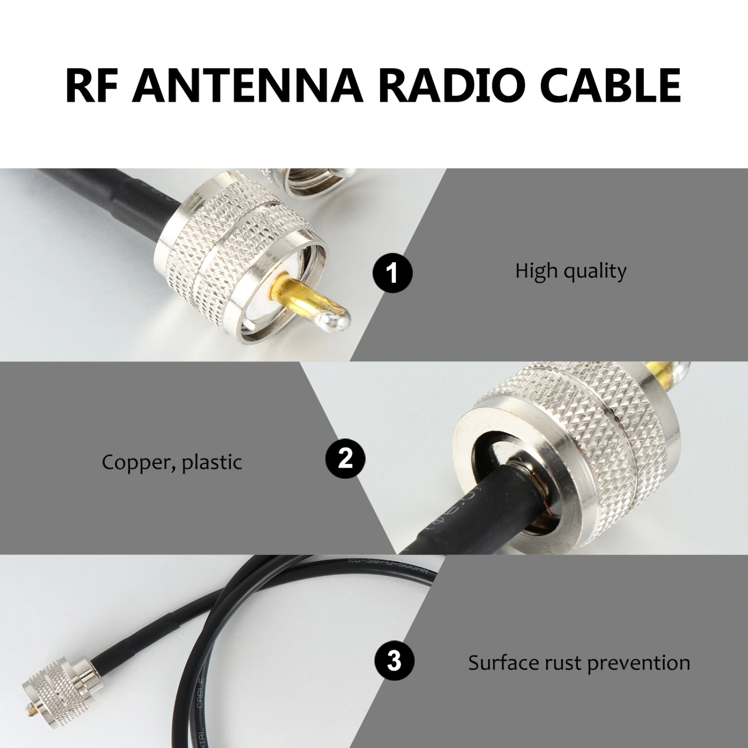 UHF Male to UHF Male RF Coaxial Cable RG58 Coax Cable Adapter Line Cable