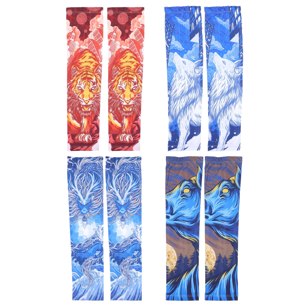 4 Pairs Outdoor Riding Running Breathable Ice Silk Arm Sleeves (Assorted Color, Random Style)