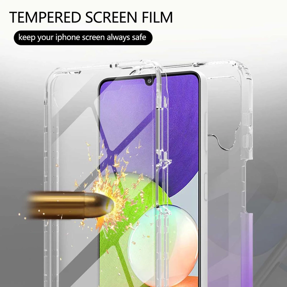 Phone Shell Rugged Gradient Color Back Shell Protective Case Compatible for Galaxy A22 4G