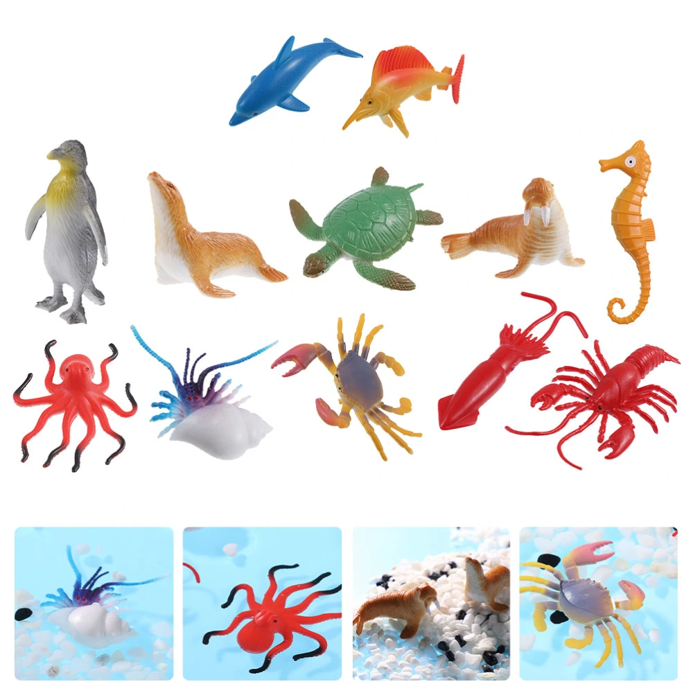 12 Pcs Realistic Toy Sea Animals Great White Shark Model Toys (Assorted Color)