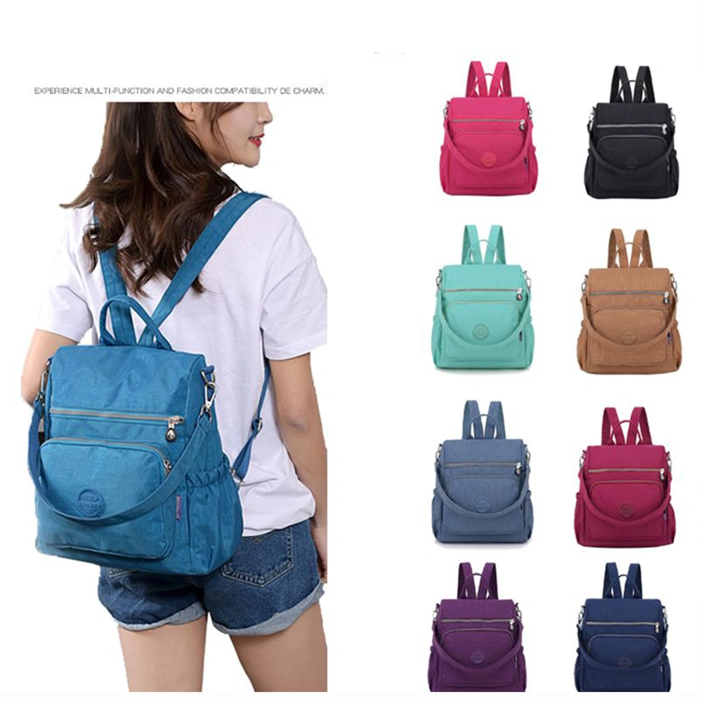 Women Nylon Backpack Autumn Winter Casual Multi-function Anti-theft Water-proof Mummy Shouder Bag (Sky Blue)