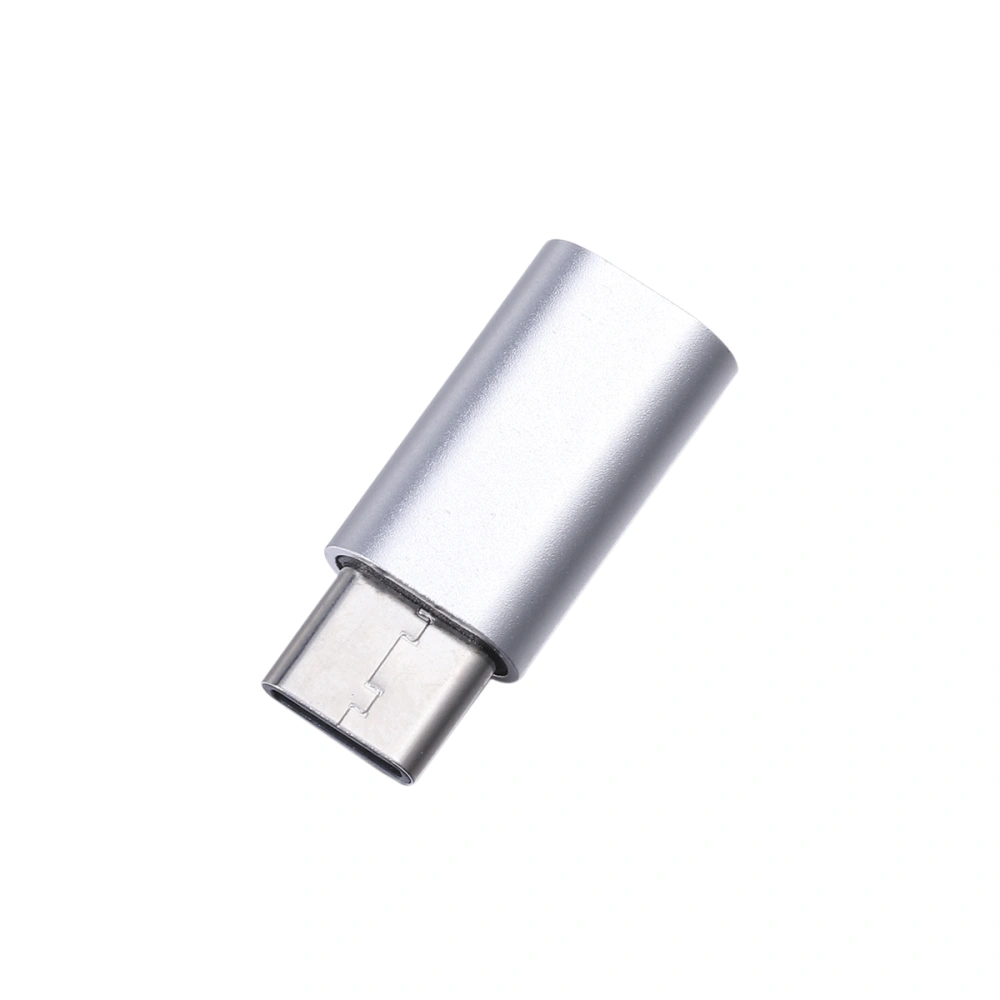 Universal Micro USB to Type C Data Adapter Fast Charging Convert Connector for Tablet Smartphone Camera (Silver)