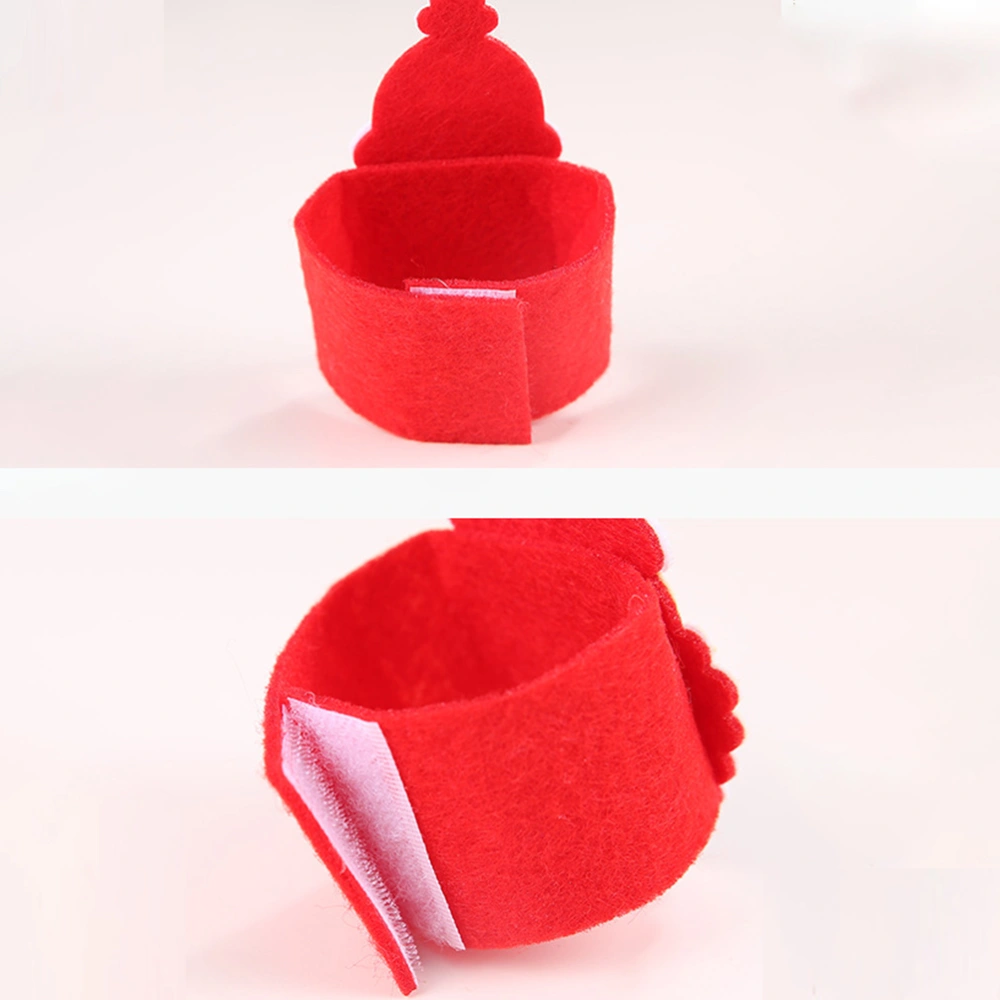 5Pcs Christmas  Santa Claus Napkin Holders Non-woven Towel Ring Table Decoration Party Supplies(Red)