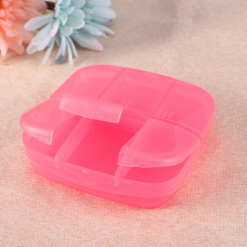 Multifunctional Pill Holder Portable 6 Slot Vitamin Medicine Box Case Organizer Container for Travel Home (Pink)