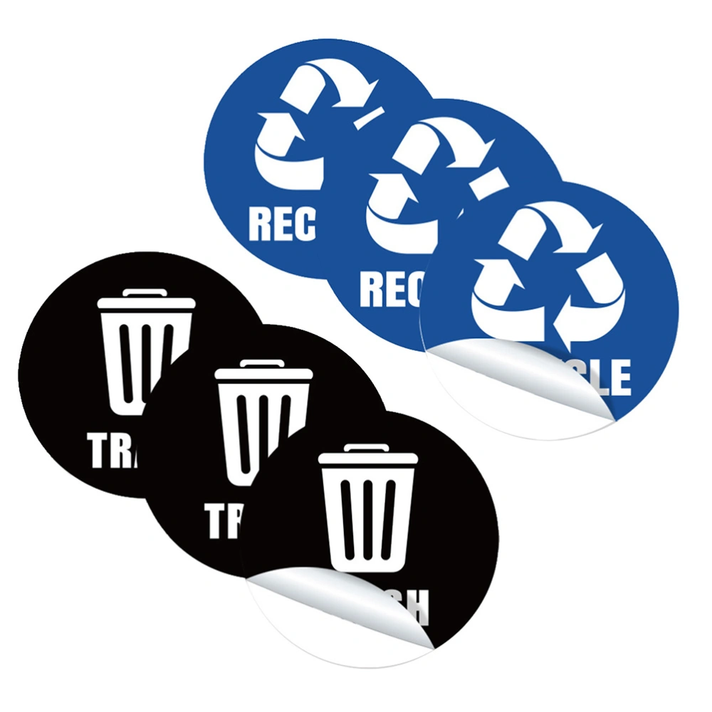 1 Set of 6 Sheets Garbage Classification Label Stickers Trash Can Stickers