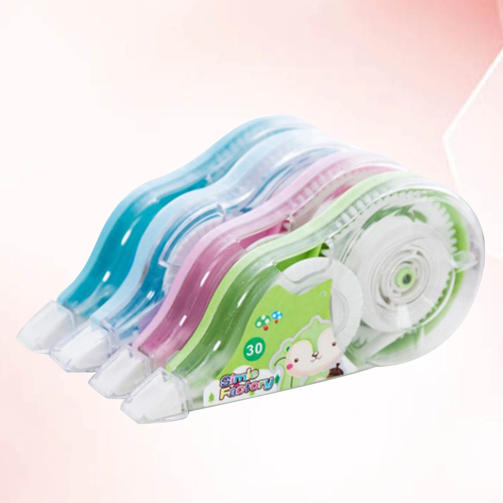 4 Pcs Double Sided Adhesive Dots Stick Roller Correction Tapes Useful Tape Eraser Wipe Out Tape Correction Tape Eraser - 7.4x3.5cm (Random Color)