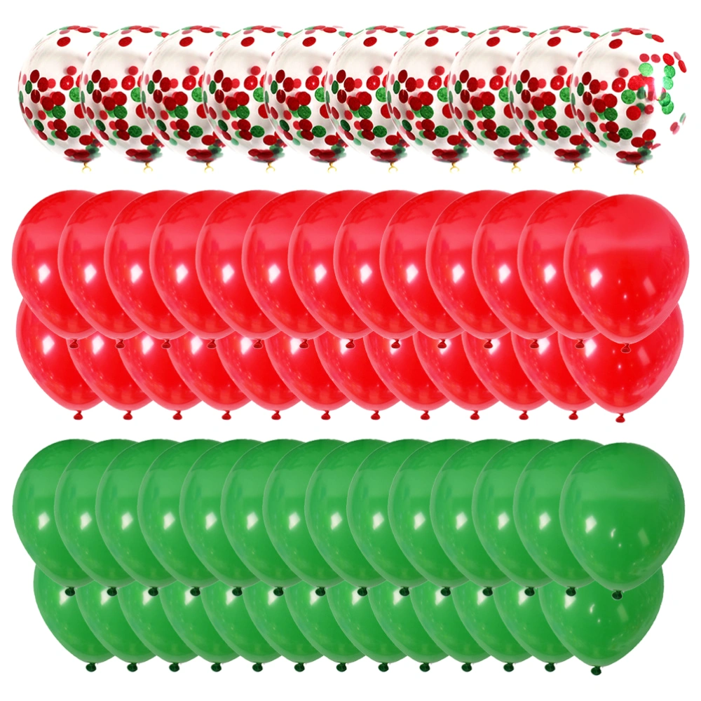 60PCS 12-Inch Christmas Balloons Red and Green Confetti Balloons (Red Green)