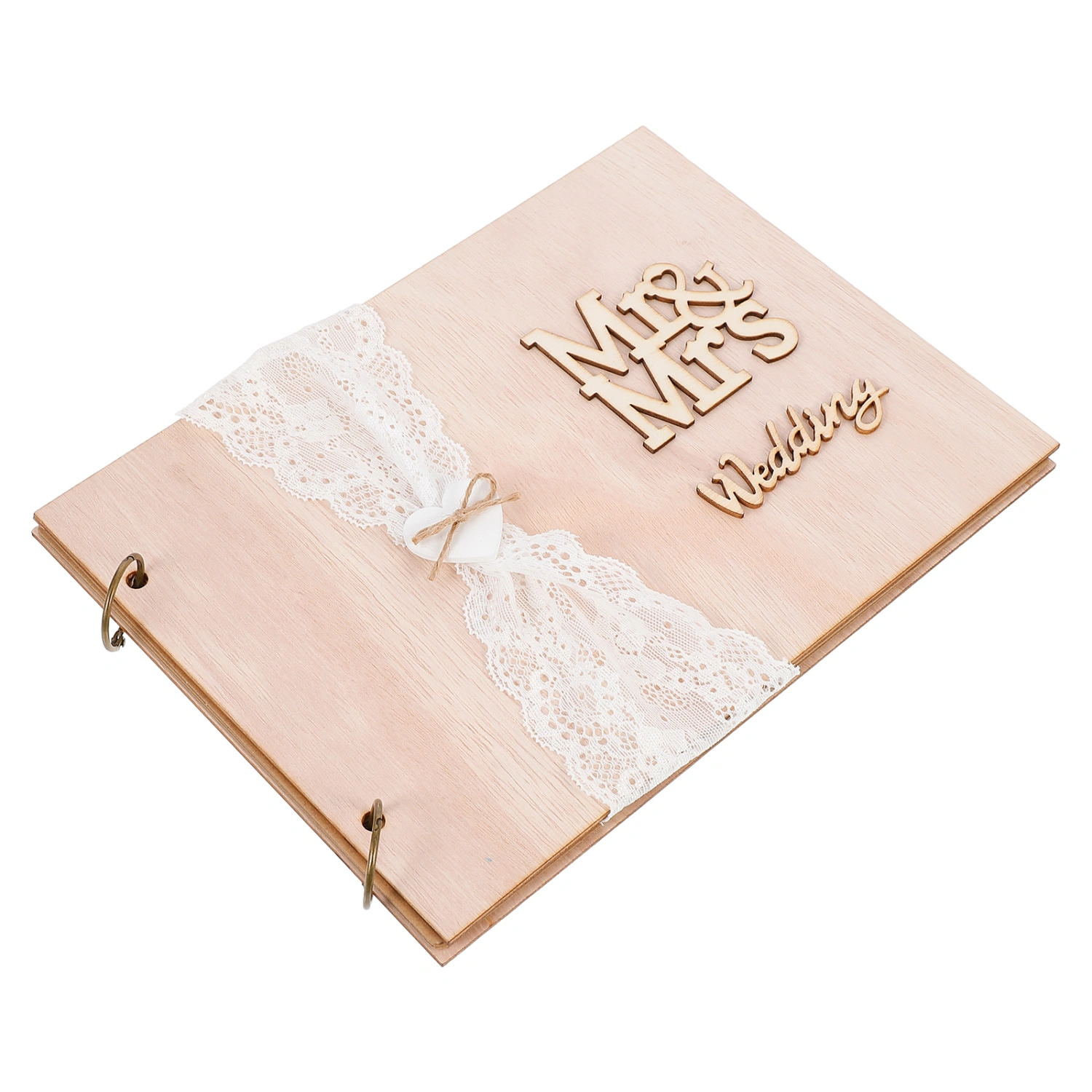 1Pc 10 Pages Retro Wooden Guest Book DIY Guest Sign-in Book Message Book Guestbook Gift for Engagement Wedding Ceremony