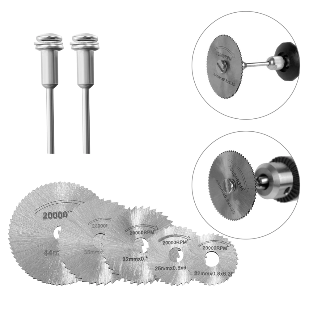 Hemobllo 7pcs/set Mini HSS Circular Rotary Tool For Metal Cutter Power Tool Set Wood Cutting Discs Drill Mandrel Cutoff