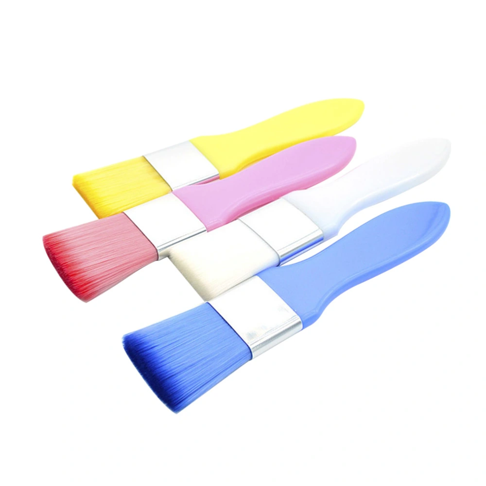 4pcs Facial Mask Applicator Brush Artificial Fiber Cosmetics Skin Care Beauty Makeup Brush (Blue, Pink, White, Yellow for Each 1pc)