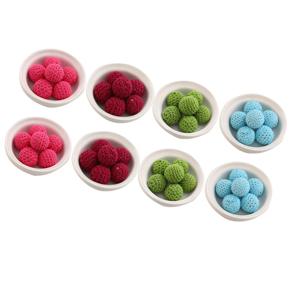 24 Pcs 20mm Handmade Crochet Yarn Ball DIY Hanging Jewelry Accessories Mini Ball Pendant for Women Brooch Earring Hairband Supplies (Mixed Color)