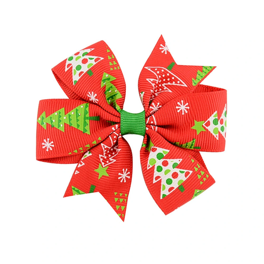 6pcs Christmas Hair Bow Creative Ribbed Band Six Ear Bowknot Hair Clip for Children Kids Girls (7+8+9+10+11+12)