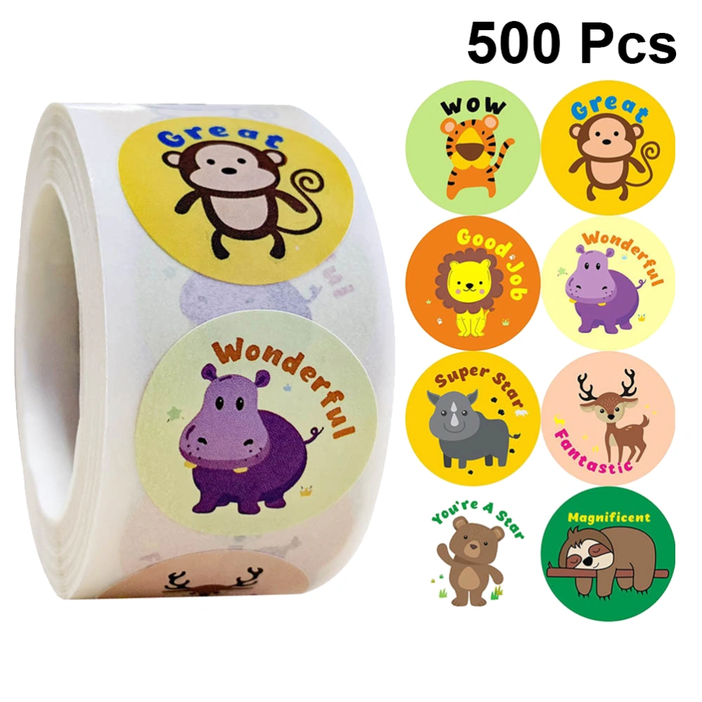 500pcs in 1 Roll Animal Design Seal Label Colorful Self-Adhesive Stickers Gratitude Gift Favor Sealing Decals Packing Decoration