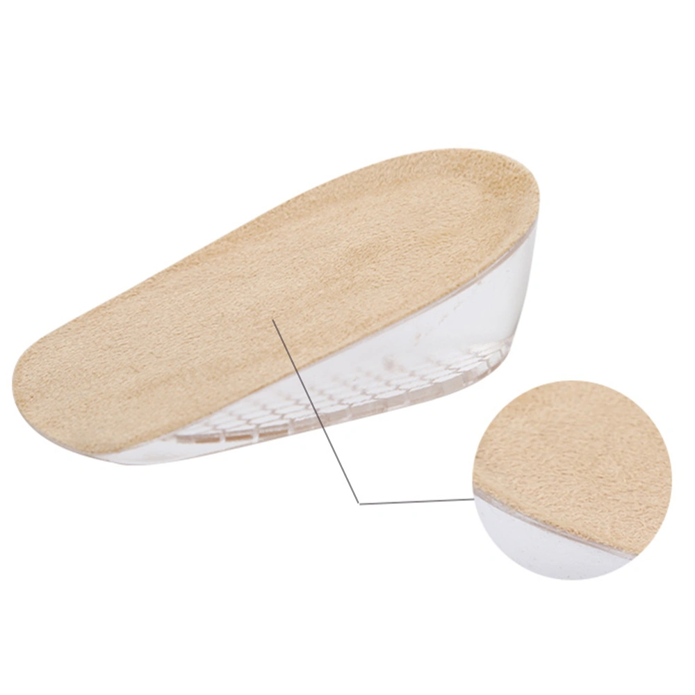 2cm Heightening Half Insole Invisibility Absorption Front Insole Shoe Pad Heelpiece Cushion Size S (Apricot)