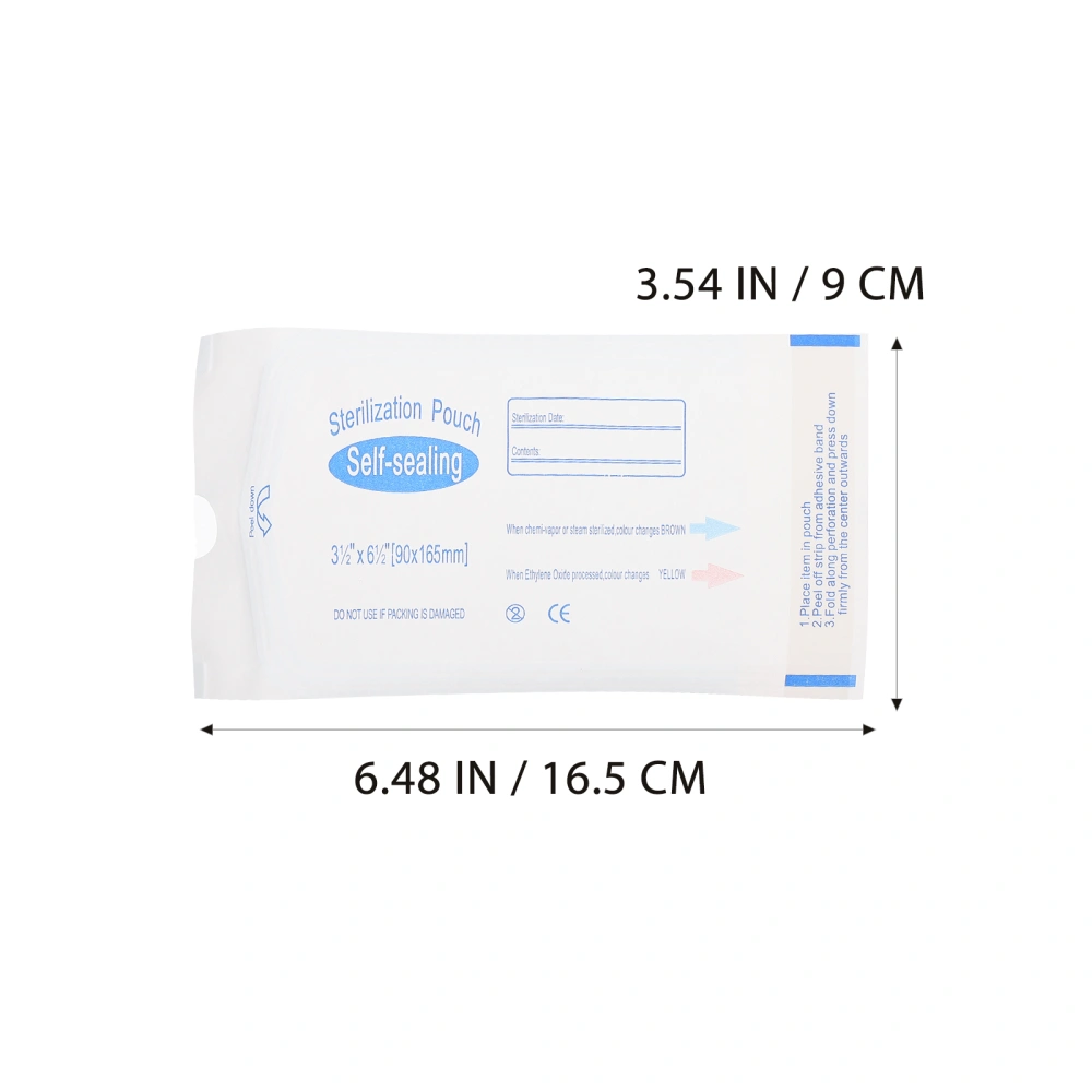 100Pcs Disposable Self Sealing Pouches Dentistry Sterilization Pouches (White)