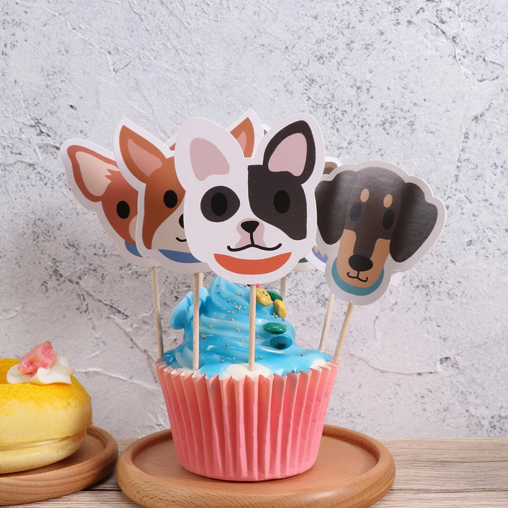 48 Pcs Pet Dog Series Cake Toppers Fruit Picks Cartoon Party Dessert Table Decoration for Holiday Ceremony Banquet Festival